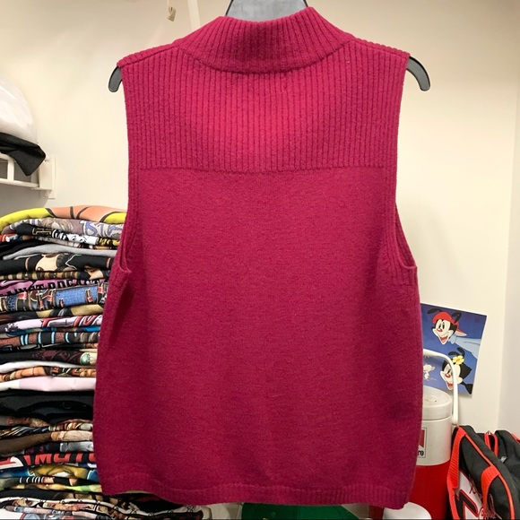 Pendleton Wool Quarter Zip Vest Womens Large Red - Picture 3 of 5